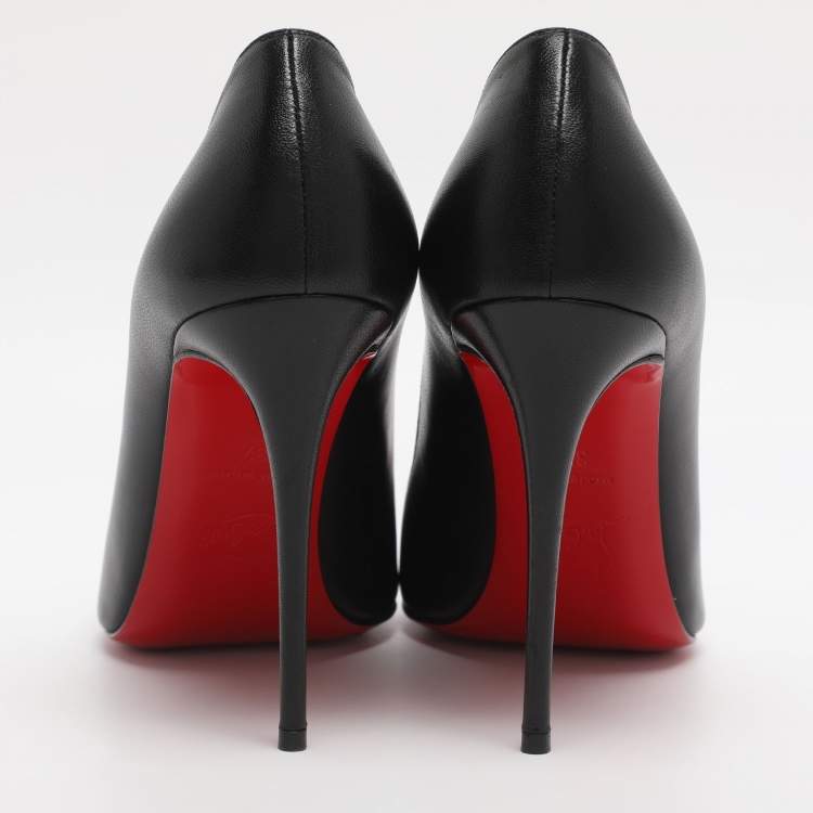 Pre Owned Christian Louboutin Simple Size 37 Black Leather Pumps