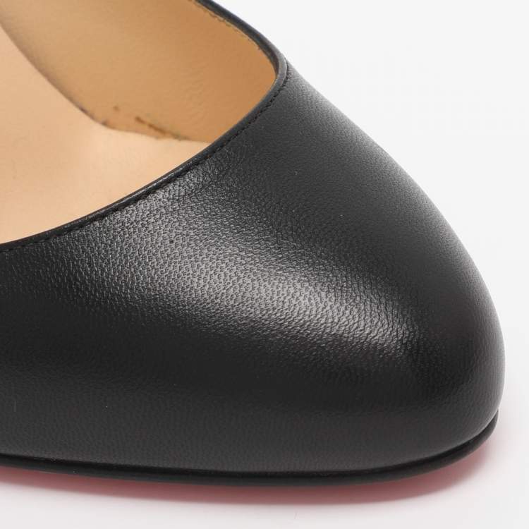 Pre Owned Christian Louboutin Simple Size 37 Black Leather Pumps