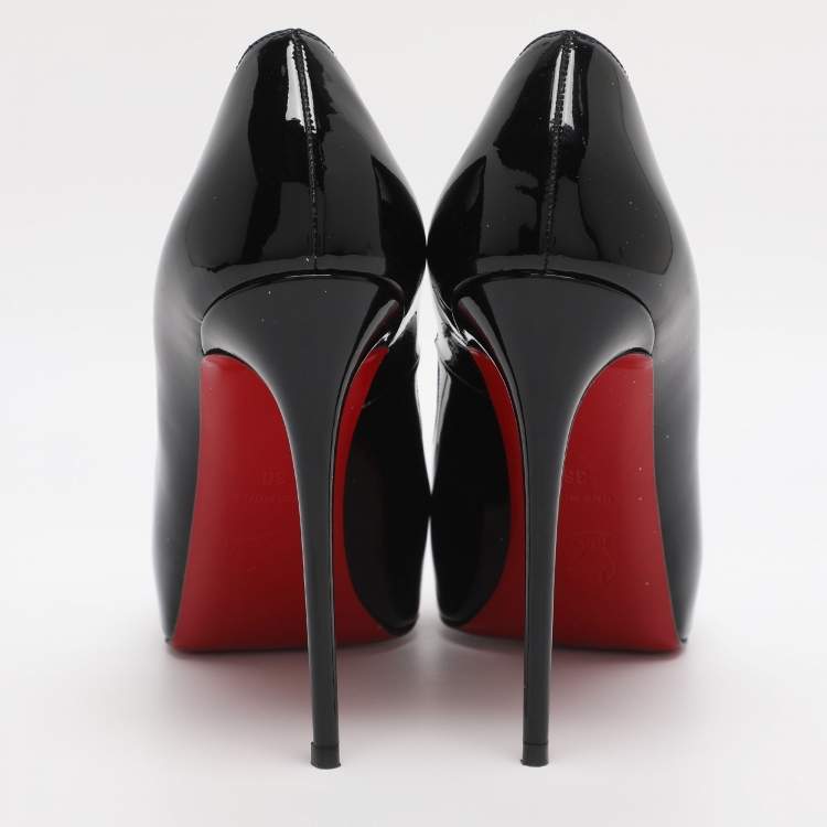 Pre Owned Christian Louboutin Very Prive Size 36 Black Patent Leather Peep Toe Pumps