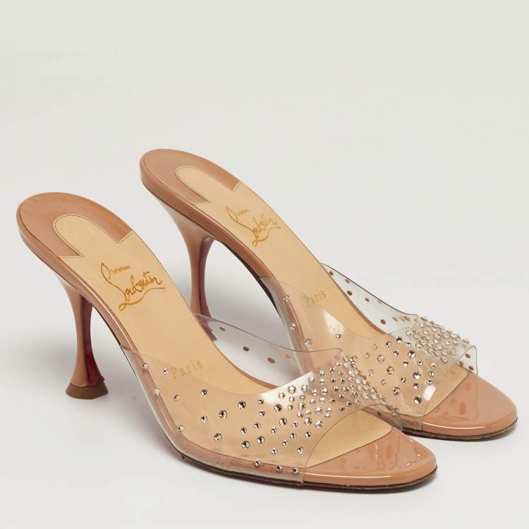 Pre Owned Christian Louboutin Degramule Size 38.5 Transparent PVC Slide Sandals