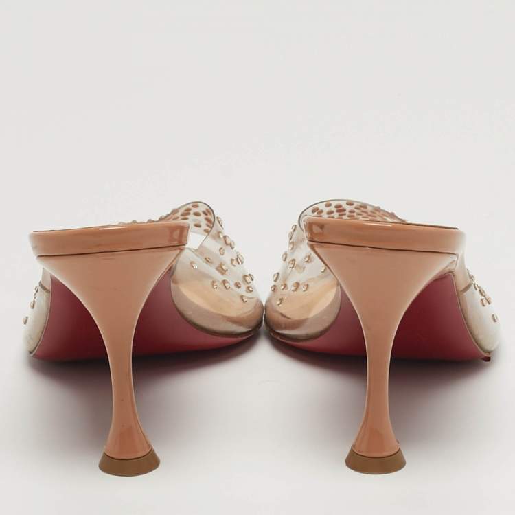 Pre Owned Christian Louboutin Degramule Size 38.5 Transparent PVC Slide Sandals