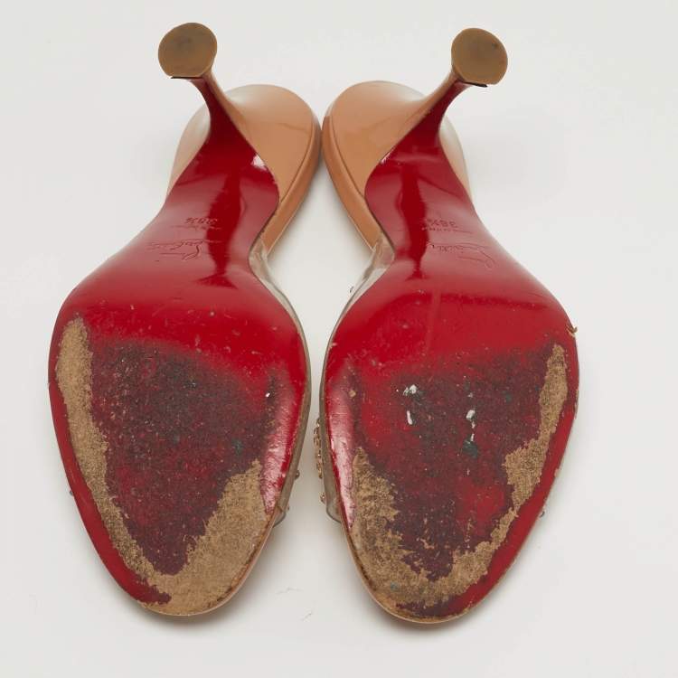 Pre Owned Christian Louboutin Degramule Size 38.5 Transparent PVC Slide Sandals