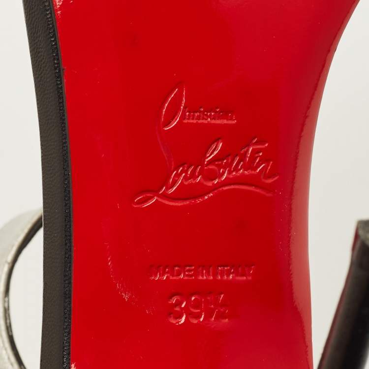 Pre Owned Christian Louboutin Morphetina Size 39.5 Black/Silver Leather Ankle Strap Sandals