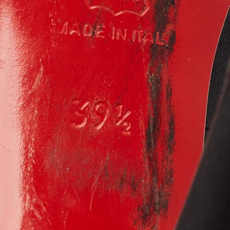 Pre Owned Christian Louboutin Very Prive Size 39.5 Black Satin Peep Toe Pumps