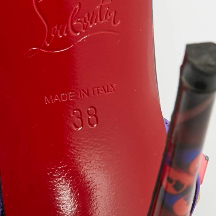 مملوكة مسبقًا Christian Louboutin Goldora Size 38 Purple Patent Leather Ankle Strap Sandals