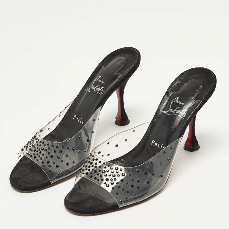 Pre Owned Christian Louboutin Degramule Size 39 Transparent PVC Slide Sandals