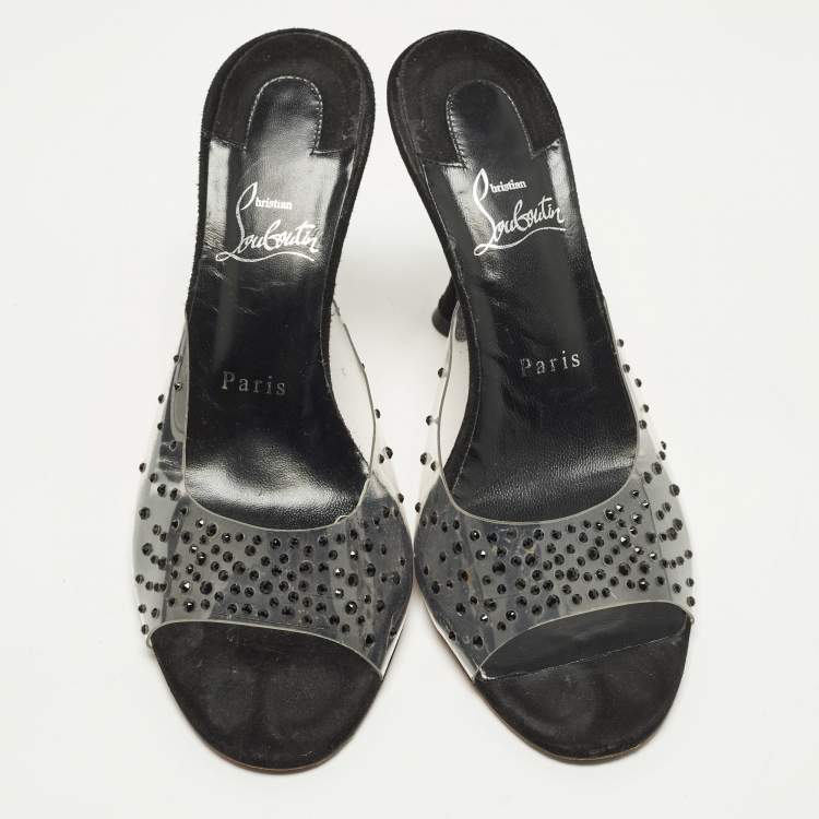 Pre Owned Christian Louboutin Degramule Size 39 Transparent PVC Slide Sandals