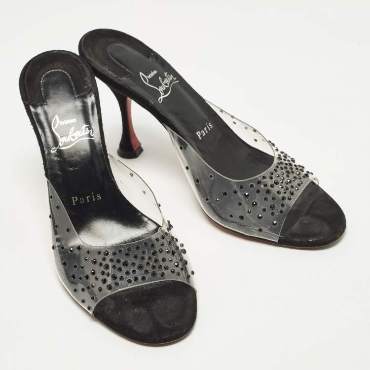 Pre Owned Christian Louboutin Degramule Size 39 Transparent PVC Slide Sandals