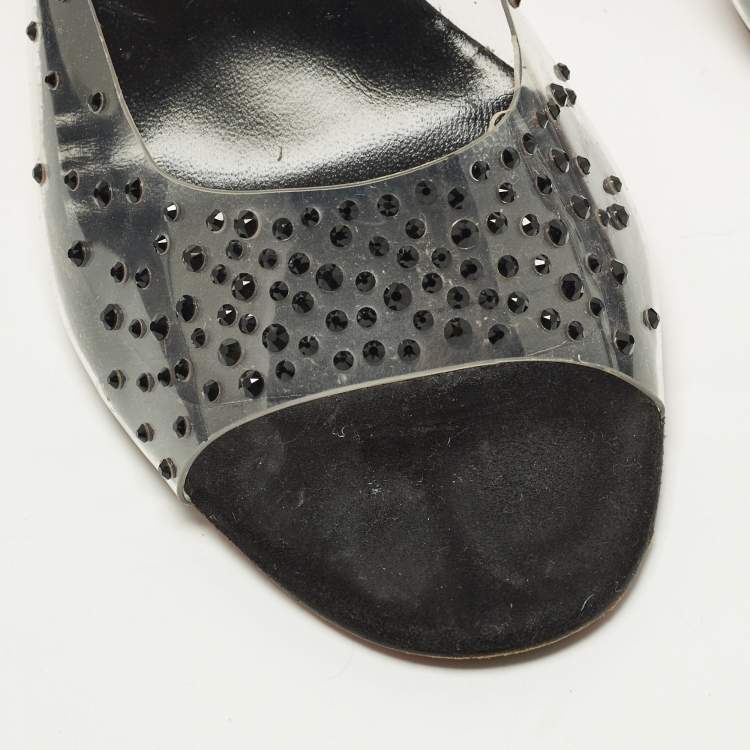 Pre Owned Christian Louboutin Degramule Size 39 Transparent PVC Slide Sandals