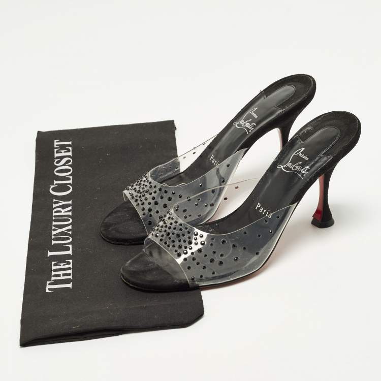 Pre Owned Christian Louboutin Degramule Size 39 Transparent PVC Slide Sandals