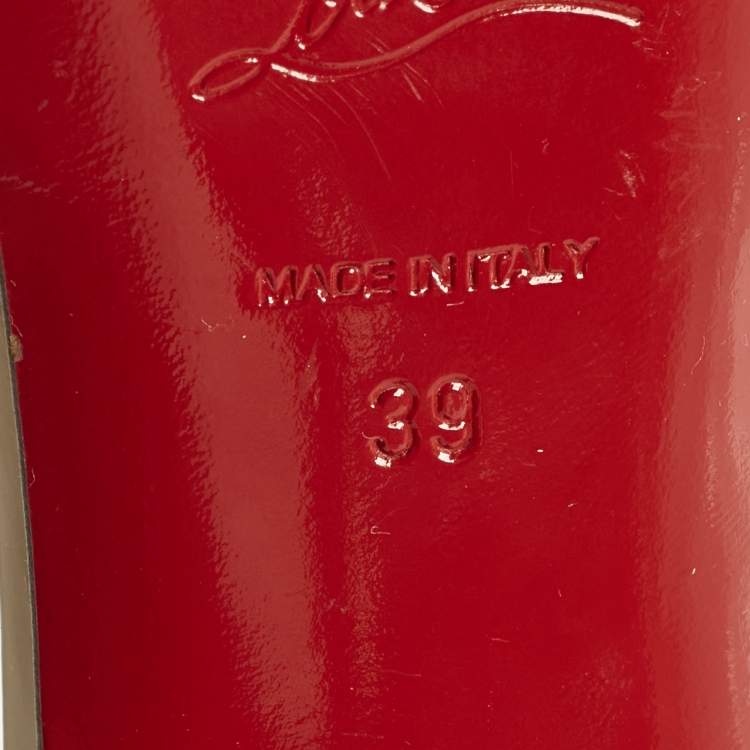 Pre Owned Christian Louboutin Catchy Two Size 39 Beige Patent Leather Peep Toe Pumps