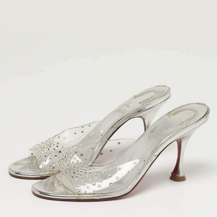 مملوكة مسبقًا Christian Louboutin Degramule Size 38.5 Transparent PVC Slide Sandals