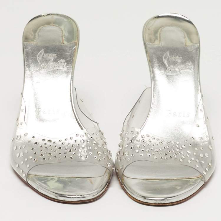 مملوكة مسبقًا Christian Louboutin Degramule Size 38.5 Transparent PVC Slide Sandals