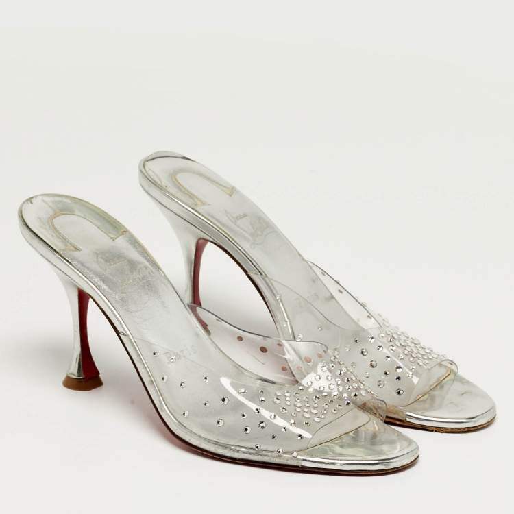 مملوكة مسبقًا Christian Louboutin Degramule Size 38.5 Transparent PVC Slide Sandals