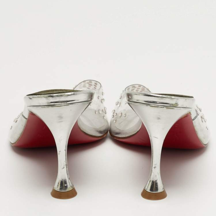 مملوكة مسبقًا Christian Louboutin Degramule Size 38.5 Transparent PVC Slide Sandals
