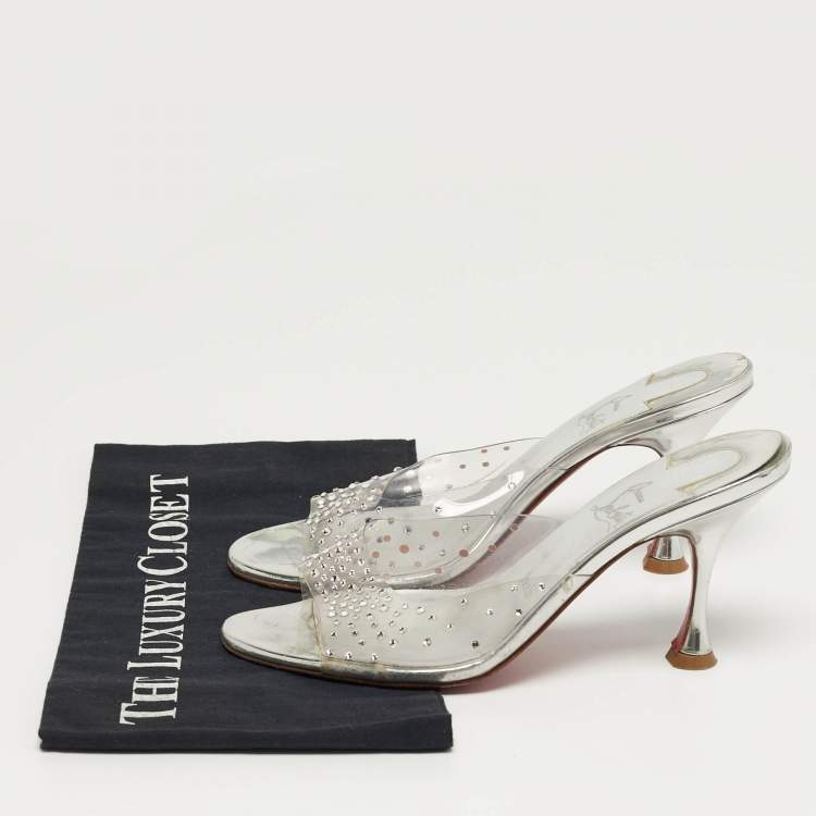 مملوكة مسبقًا Christian Louboutin Degramule Size 38.5 Transparent PVC Slide Sandals