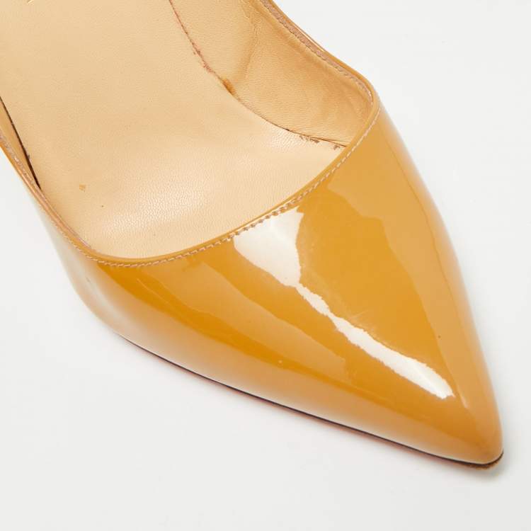 Pre Owned Christian Louboutin So Kate Size 38 Beige Patent Leather Pumps