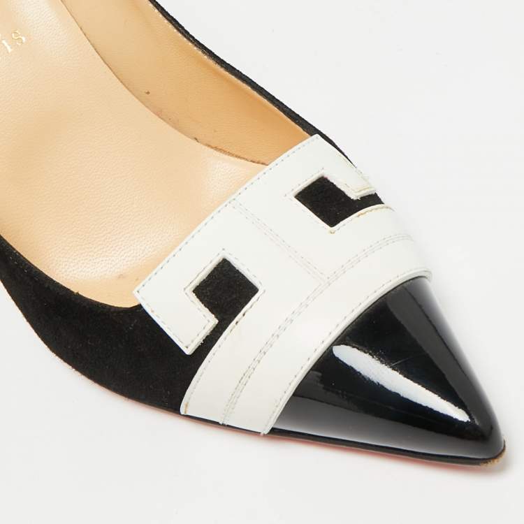 Pre Owned Christian Louboutin Hao Size 38 Black Leather and Suede Pumps
