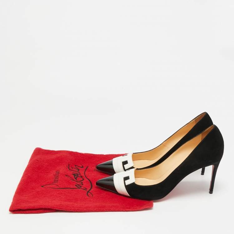 Pre Owned Christian Louboutin Hao Size 38 Black Leather and Suede Pumps