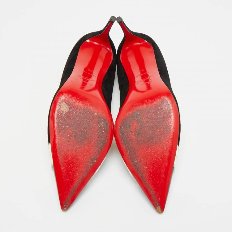 Pre Owned Christian Louboutin Hao Size 38 Black Leather and Suede Pumps