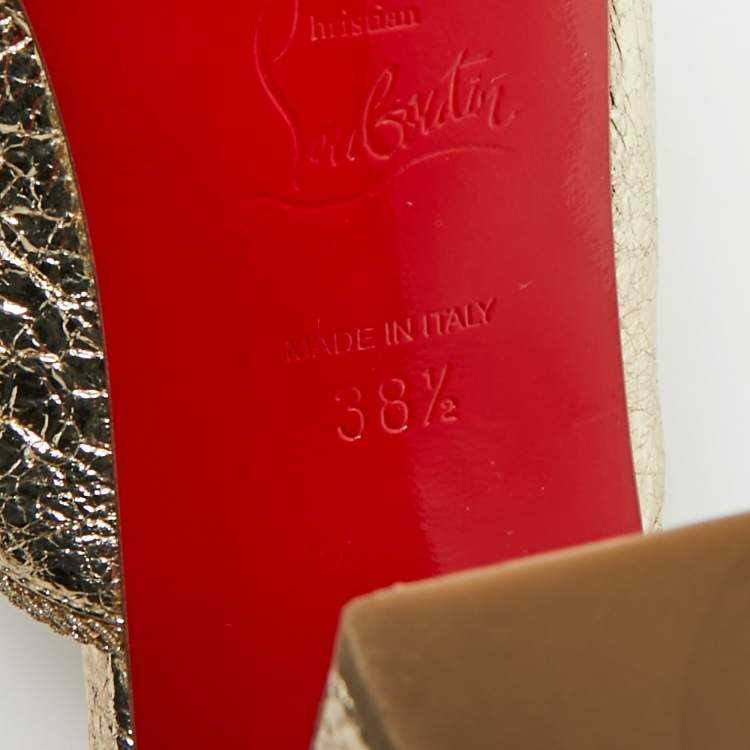 مملوكة مسبقًا Christian Louboutin De Vienne Size 38.5 Gold Foil Leather Mules