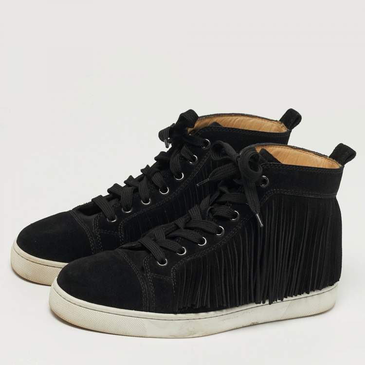 Pre Owned Christian Louboutin Coachelito Size 40 Black Suede High Top Sneakers