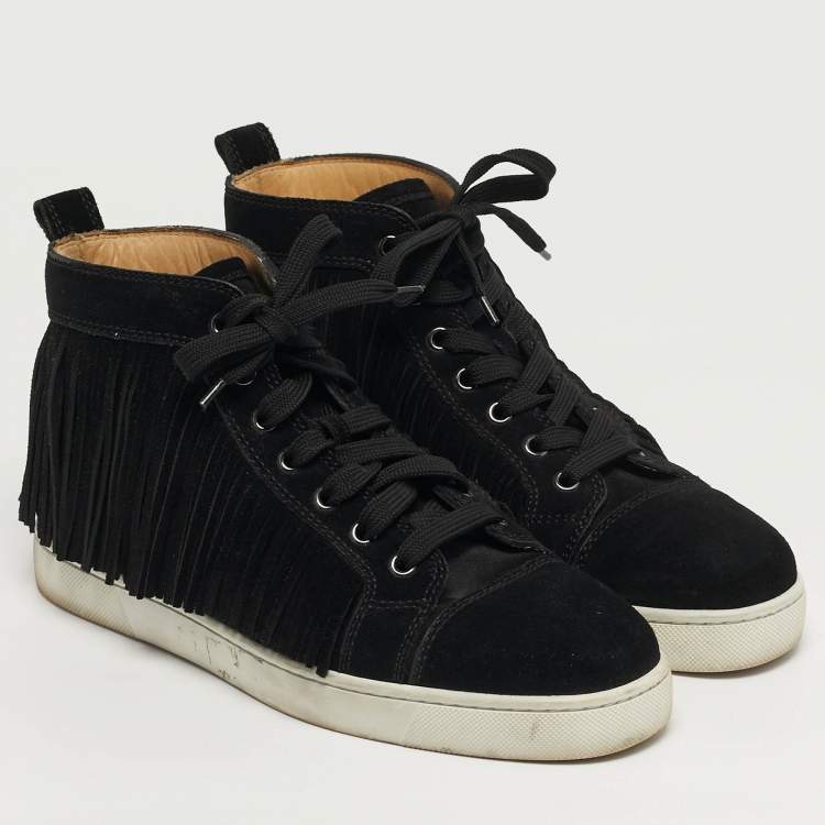 Pre Owned Christian Louboutin Coachelito Size 40 Black Suede High Top Sneakers