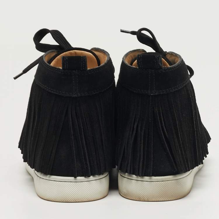 Pre Owned Christian Louboutin Coachelito Size 40 Black Suede High Top Sneakers