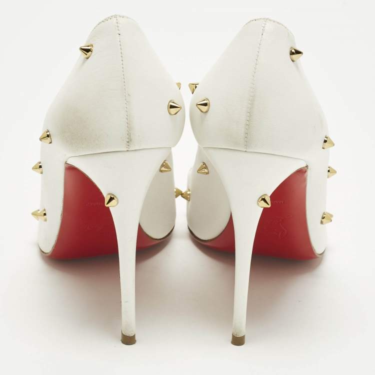 Pre Owned Christian Louboutin Degraspike Size 37 White Leather Pumps