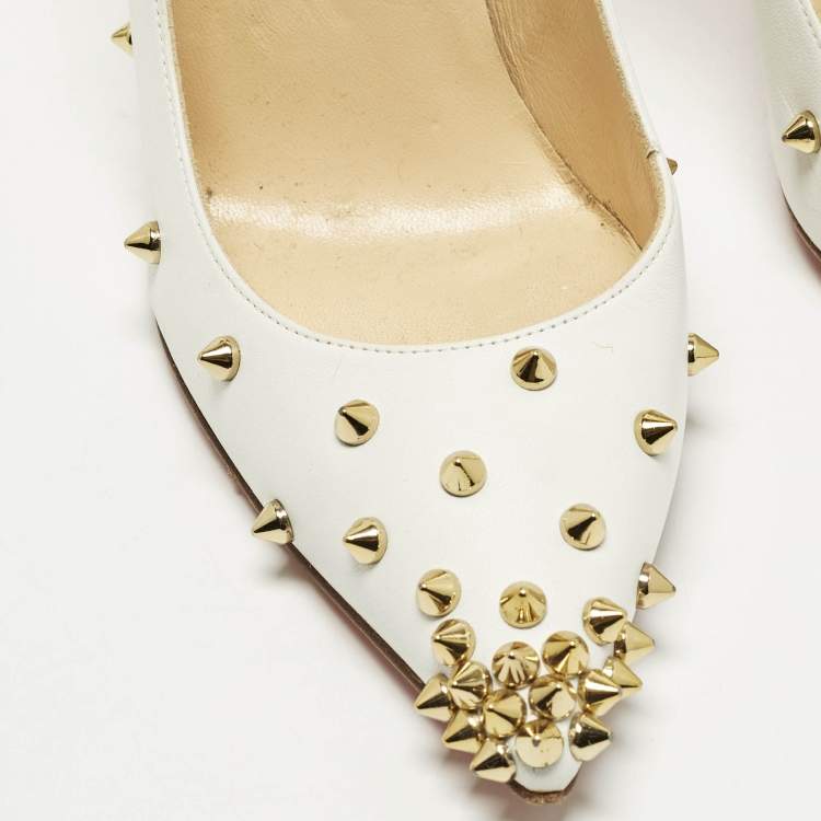 Pre Owned Christian Louboutin Degraspike Size 37 White Leather Pumps