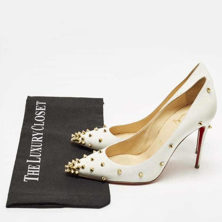 Pre Owned Christian Louboutin Degraspike Size 37 White Leather Pumps