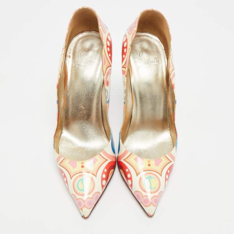 Pre Owned Christian Louboutin Hot Chick Size 38 Multicolor Patent Leather Pumps