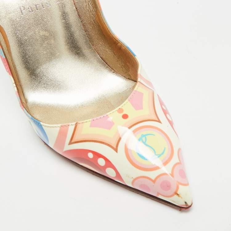 Pre Owned Christian Louboutin Hot Chick Size 38 Multicolor Patent Leather Pumps
