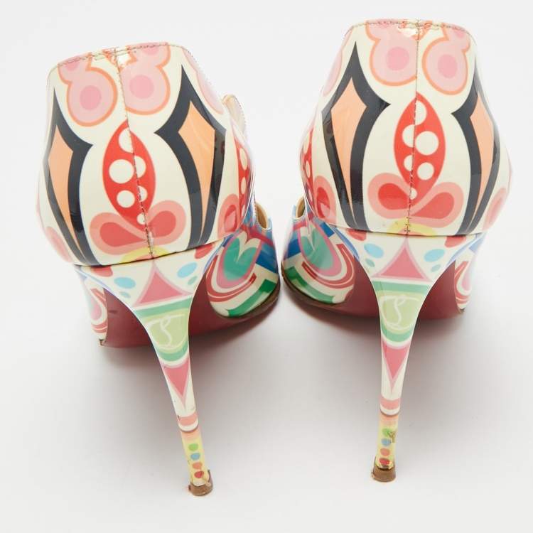 Pre Owned Christian Louboutin Hot Chick Size 38 Multicolor Patent Leather Pumps