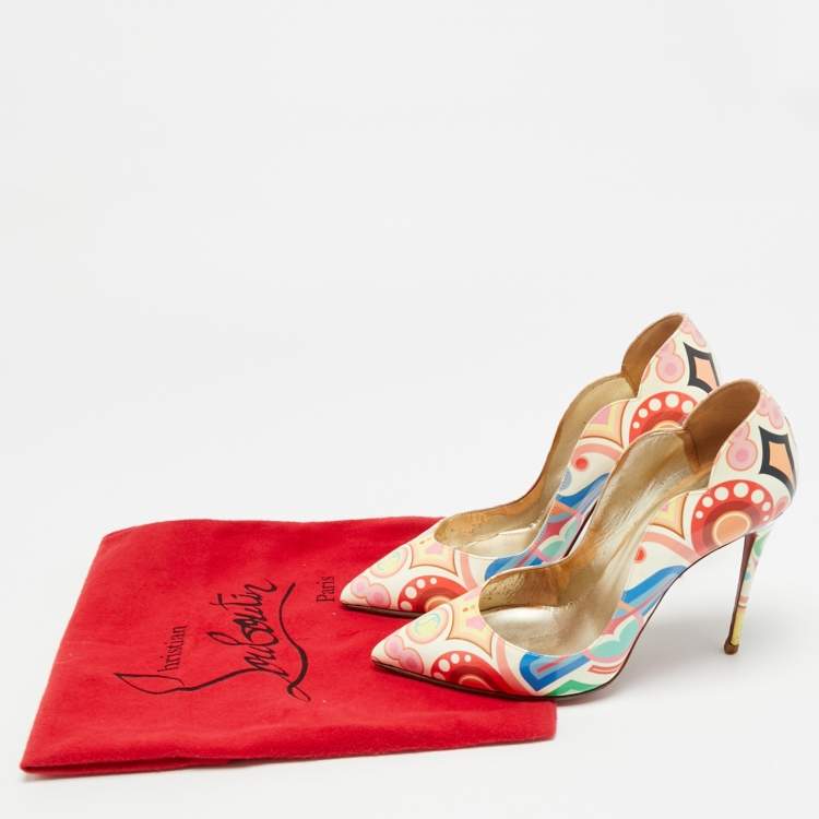 Pre Owned Christian Louboutin Hot Chick Size 38 Multicolor Patent Leather Pumps
