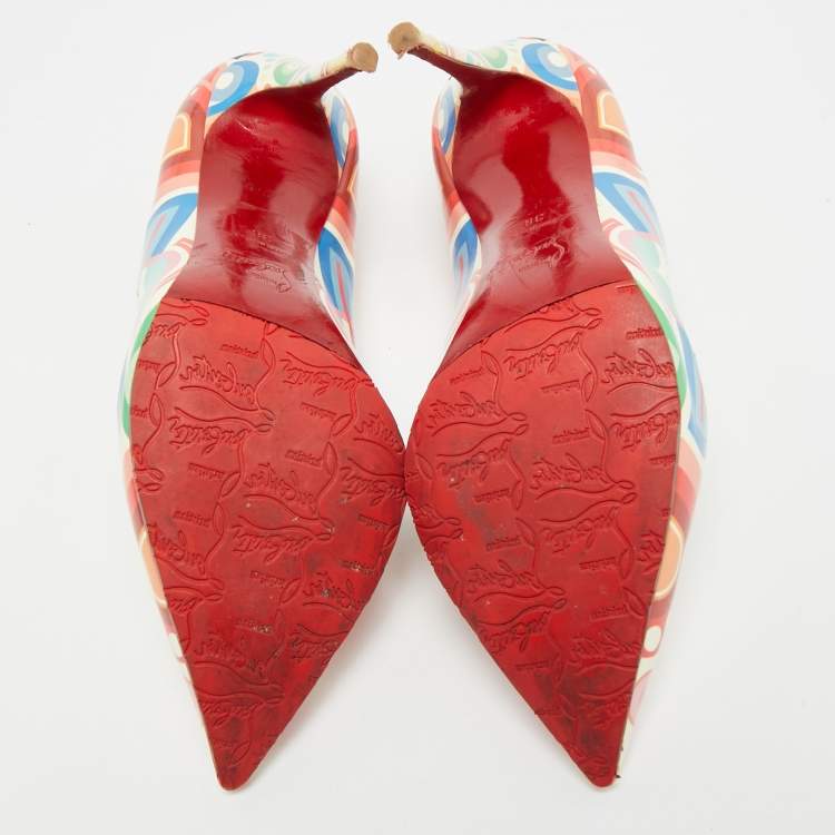 Pre Owned Christian Louboutin Hot Chick Size 38 Multicolor Patent Leather Pumps