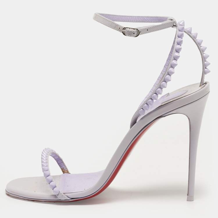Pre Owned Christian Louboutin So Me Size 38 Purple Patent Leather Ankle Strap Sandals