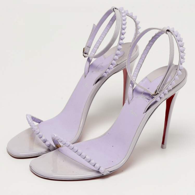 Pre Owned Christian Louboutin So Me Size 38 Purple Patent Leather Ankle Strap Sandals