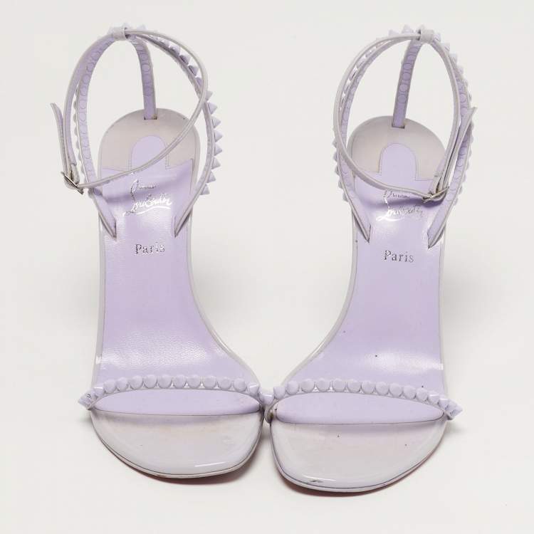 Pre Owned Christian Louboutin So Me Size 38 Purple Patent Leather Ankle Strap Sandals