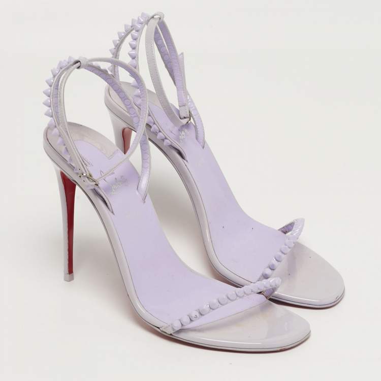 Pre Owned Christian Louboutin So Me Size 38 Purple Patent Leather Ankle Strap Sandals