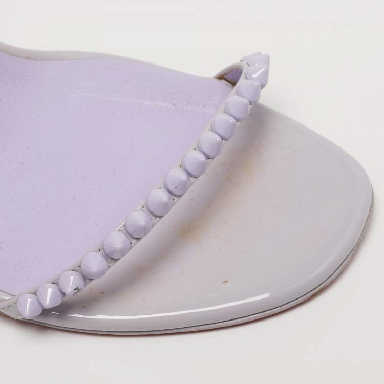 Pre Owned Christian Louboutin So Me Size 38 Purple Patent Leather Ankle Strap Sandals