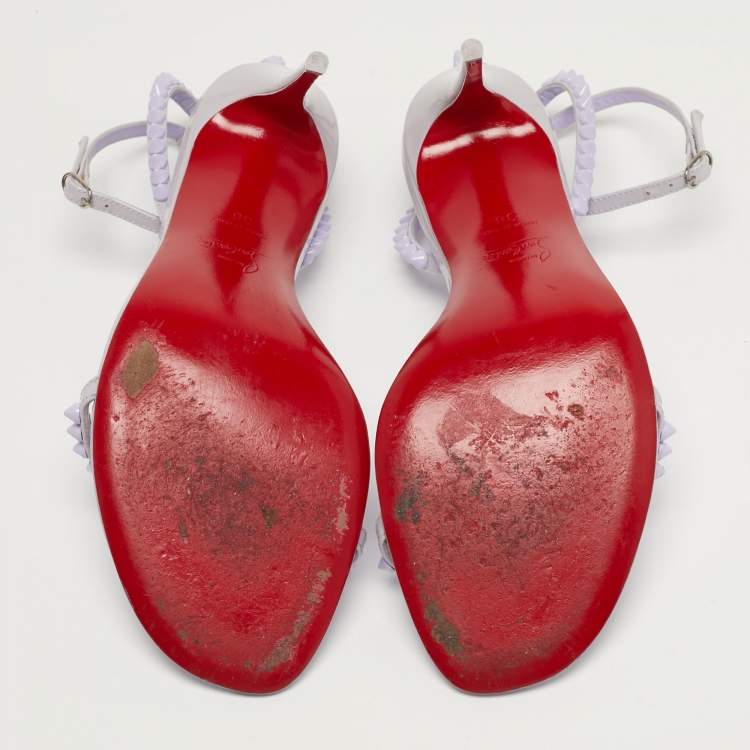 Pre Owned Christian Louboutin So Me Size 38 Purple Patent Leather Ankle Strap Sandals