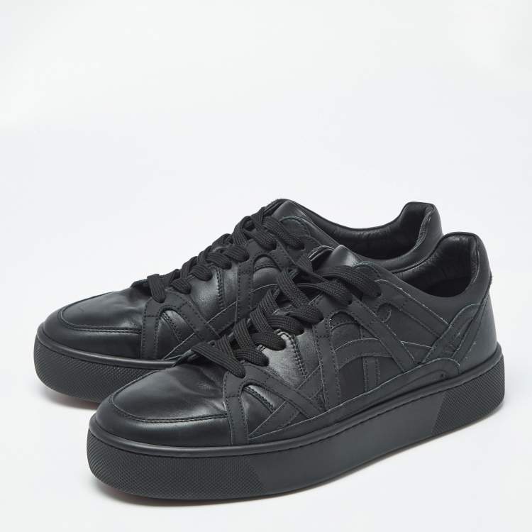 Pre Owned Christian Louboutin Size 41.5 Black Leather Low Top Sneakers