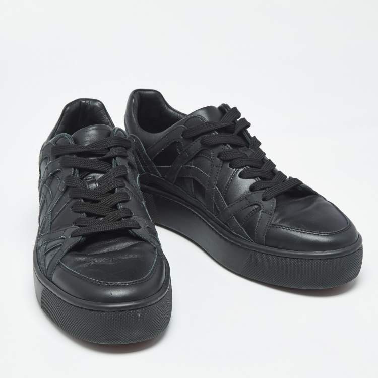 Pre Owned Christian Louboutin Size 41.5 Black Leather Low Top Sneakers