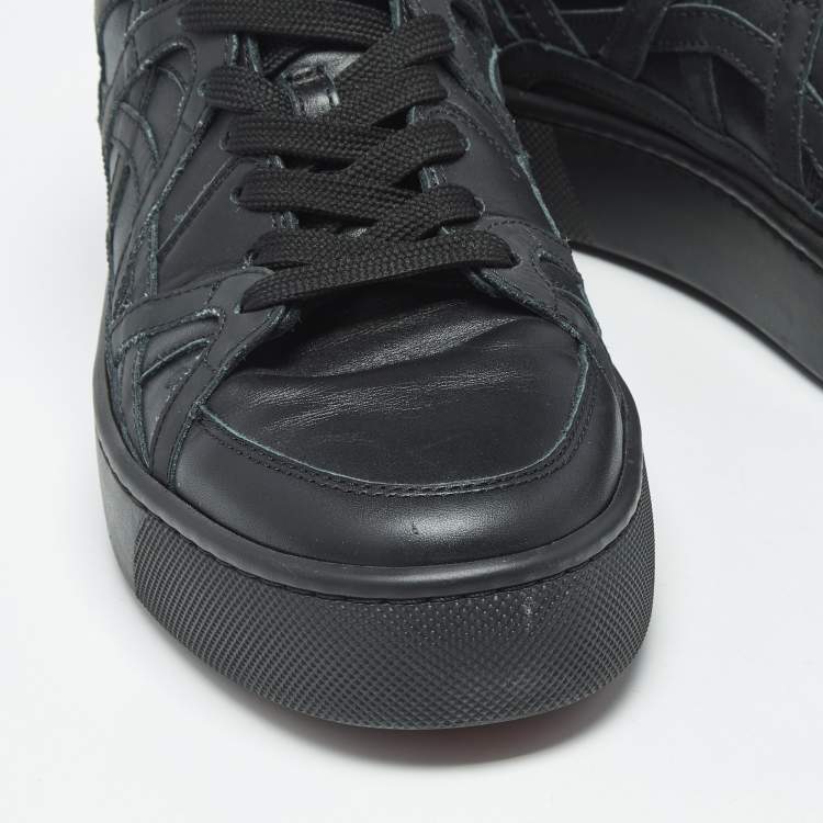 Pre Owned Christian Louboutin Size 41.5 Black Leather Low Top Sneakers