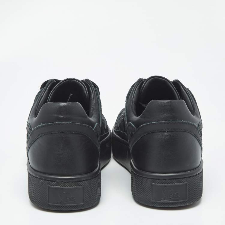 Pre Owned Christian Louboutin Size 41.5 Black Leather Low Top Sneakers