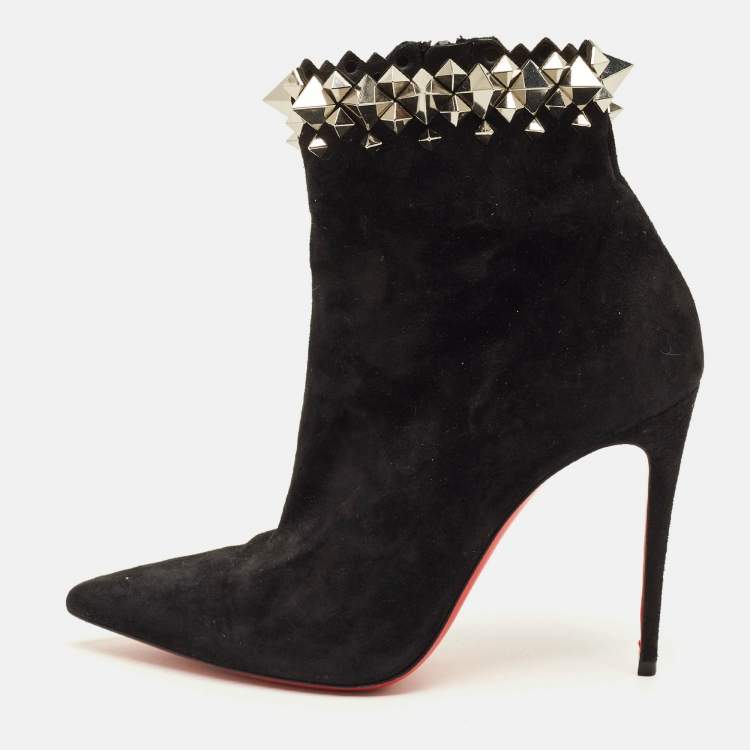 Pre Owned Christian Louboutin Firmamma Size 37.5 Black Suede Knee Length Boots