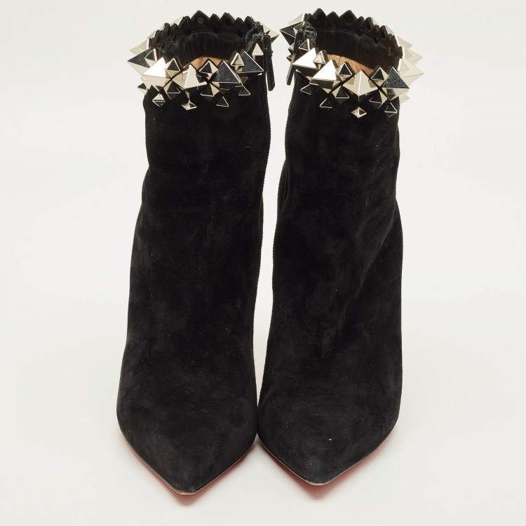 Pre Owned Christian Louboutin Firmamma Size 37.5 Black Suede Knee Length Boots