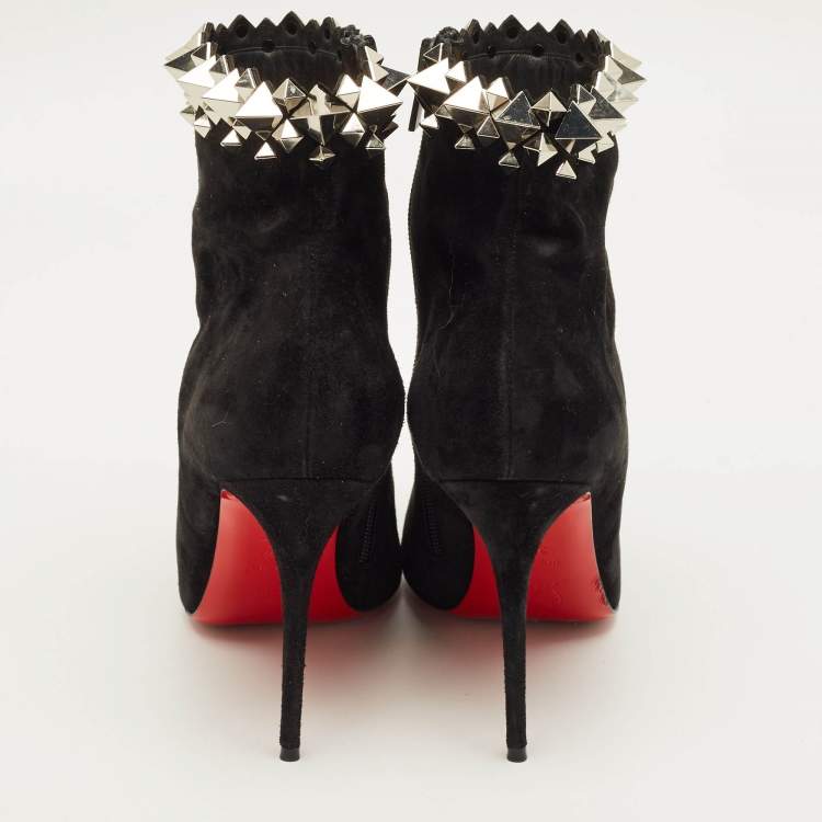 Pre Owned Christian Louboutin Firmamma Size 37.5 Black Suede Knee Length Boots