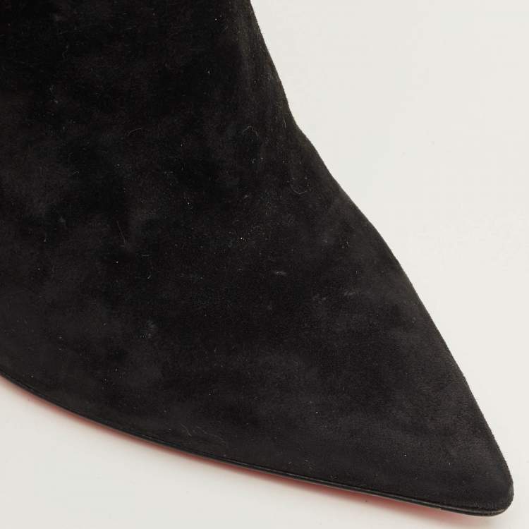 Pre Owned Christian Louboutin Firmamma Size 37.5 Black Suede Knee Length Boots